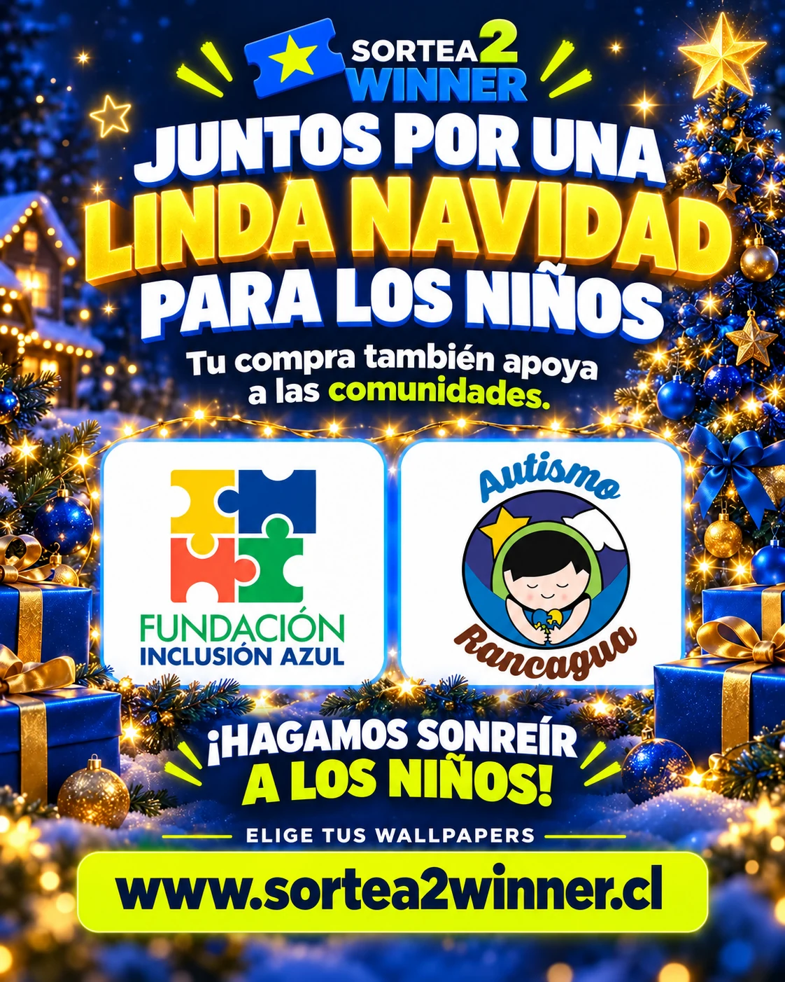 Juntos por una linda Navidad para los niños. Fundación Inclusión Azul y Autismo Rancagua, comunidades beneficiarias de la campaña.